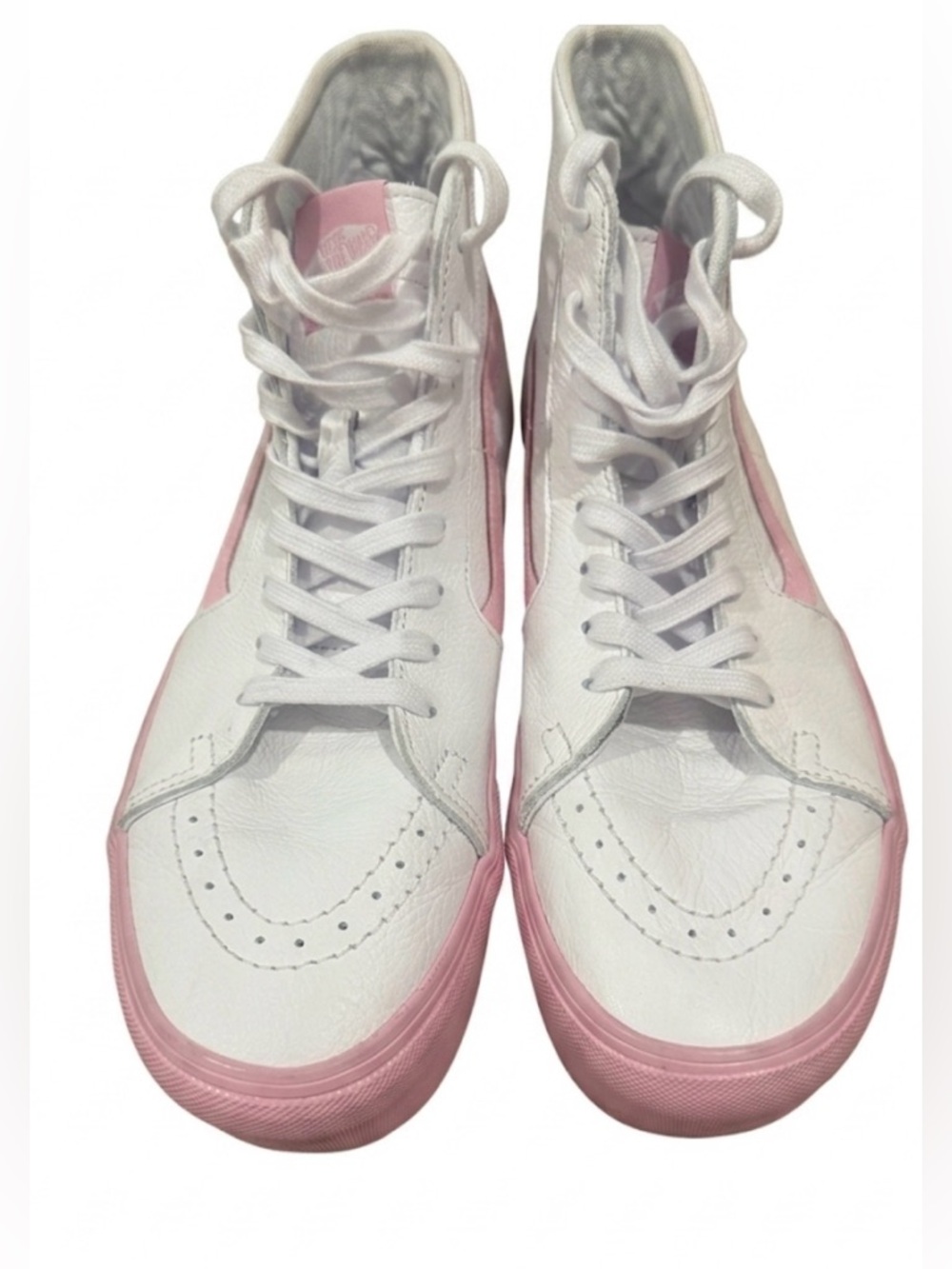 Vans Barbie Sk8-Hi Tapered Stackform White Pink Leather Platform Shoe - Picture 4 of 12